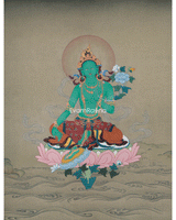 Hand-Painted Compassionate Goddess Green Tara Thangka