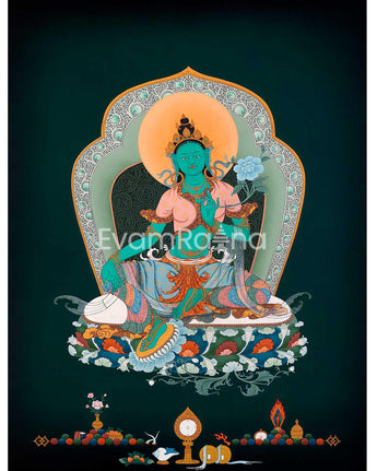 Green Tara Thangka Print