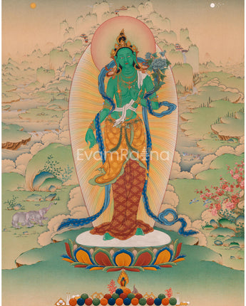 Standing Green Tara Thangka