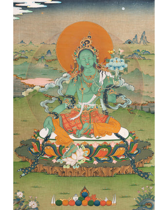 Green Tara Thangka Art Print