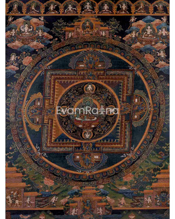 Oil Varnished Green Tara Thangka Mandala