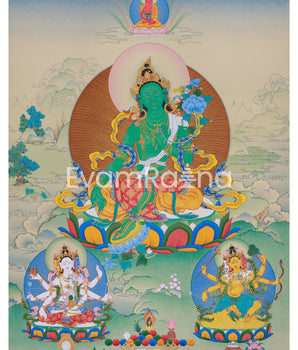 Mother Tara's Thangka Print | High Quality Green Tara Spiritual Reflection