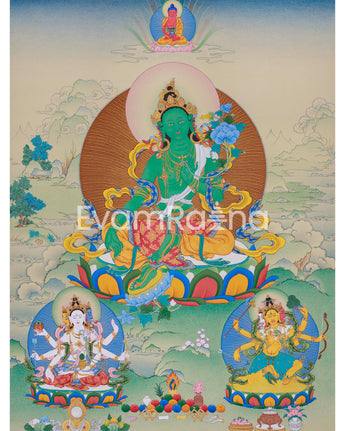 Mother Tara's Thangka Print | High Quality Green Tara Spiritual Reflection