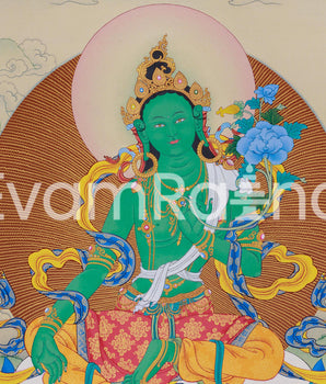 Mother Tara's Thangka Print | High Quality Green Tara Spiritual Reflection