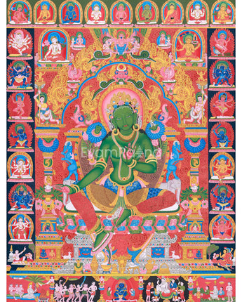 Green Tara and Divine Deities Thangka