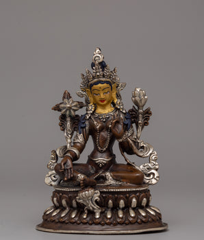Silver-Plated Green Tara Statue