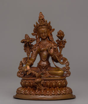 Green Tara Statue in Oxidized Copper