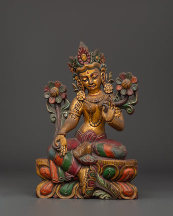 Handcrafted Tibetan Green Tara Statue