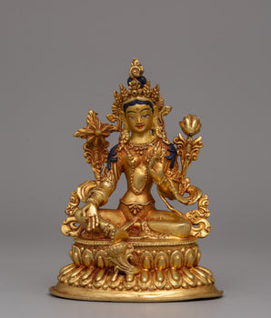 Gold-Plated Green Tara Statue