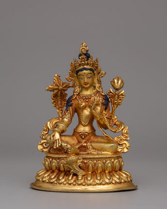 Gold-Plated Green Tara Statue