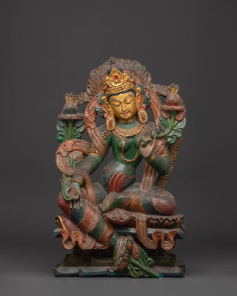 Tibetan green tara goddess figurine