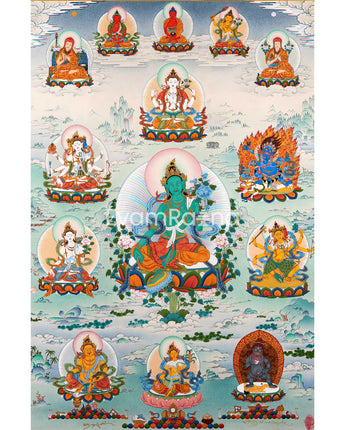 Green Tara with Buddhas and Bodhisattvas