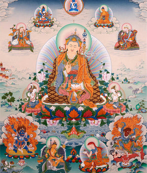 Guru Padmasambhava Manifestation Thangka | Tibetan Thangka Canvas Print