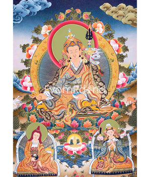 Original Hand-Painted Padmasambhava Guru Rinpoche Thangka Painting | Tibetan Buddhist Wall Hanging Painting