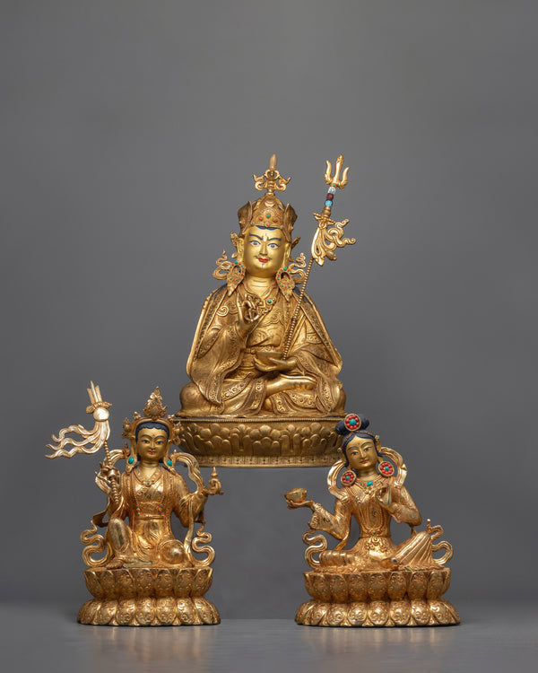 Guru Rinpoche and Two Disciples Statue