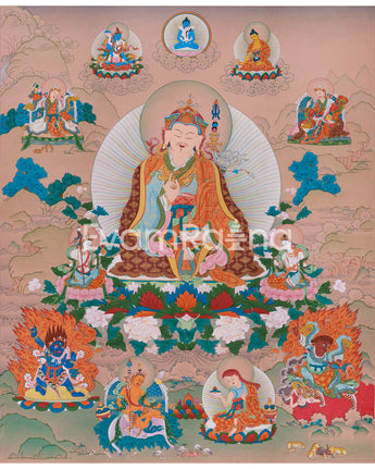 Majestic Thangka of Eight Manifestations of Guru Padmasambhava | Iconic Forms of the Lotus-Born Master