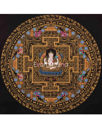Small Original Hand painted Chengrezig Mandala