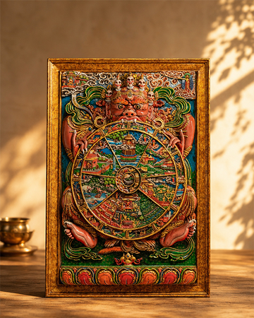 Wheel of Life Mandala Wall Hanging | Symbol of Samsara