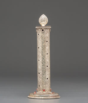 Buddhist Ritual Incense Burner | Tibetan Silver Plated Copper Censer