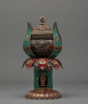 Lotus Design Incense Burner | Handcrafted Copper Buddhist Censer