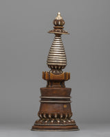 Copper Kadampa stupa with Silver-Plated