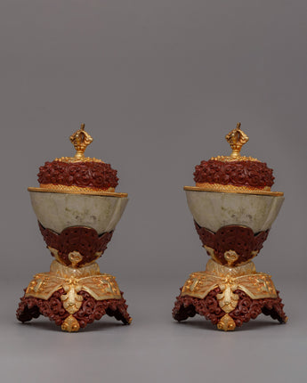 Gold-Plated Copper Ritual Kapala Set