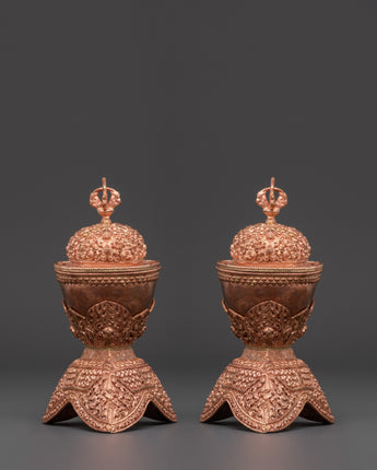 Copper Kapala Set with Lid & Base