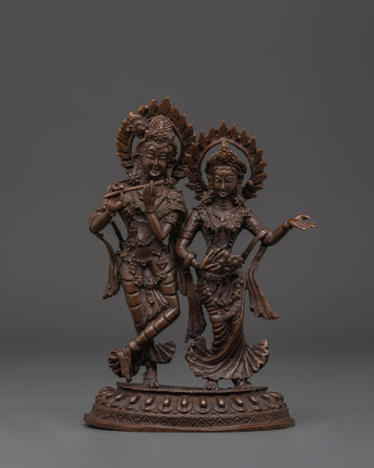 Krishna and Radha Brass Statue
