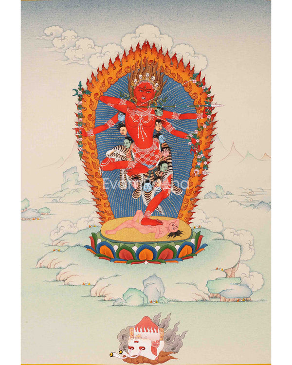 Hand-Painted Himalayan Thangka For Kurukulla Mantra Pratice