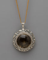 Smoky Quartz Pendant Silver Locket
