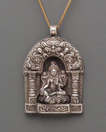 Handmade Green Tara Silver Locket