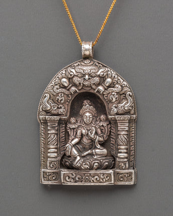 Handmade Green Tara Silver Locket