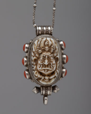 Wrathful Deity Face Silver Locket