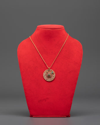 Handmade Flower Locket with Coral & Ruby