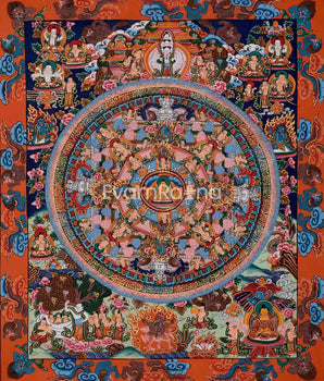 Vintage Handmade Fine Detailed Buddha Mandala