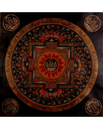 Oil-Varnished Endless Knot Mandala Thangka