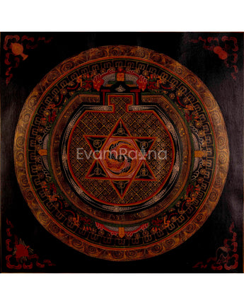 Oil Varnished Star Mandala Tibetan Thangka