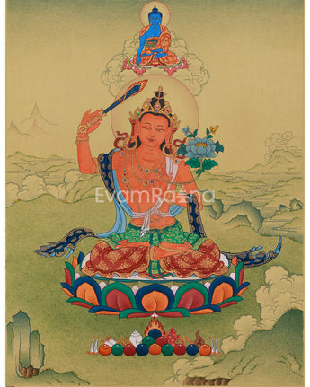 Bodhisattva Manjushri with Mitrupa Buddha Thangka
