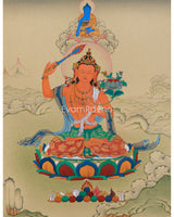 Traditional Manjushri With Mitrupa Thangka