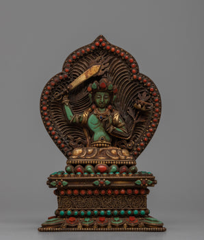 Green Turquoise Manjushri Statue
