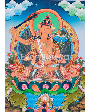 Original Hand-Painted Manjushri Thangka: