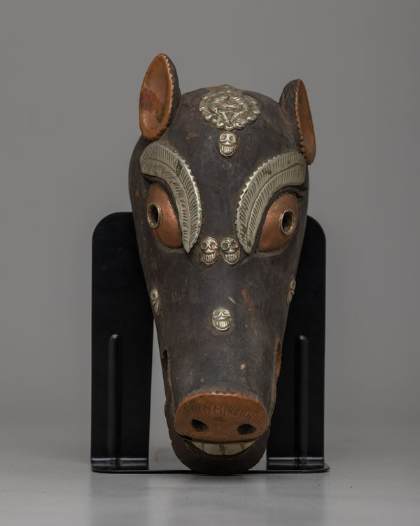 Vintage Wooden Pig Mask
