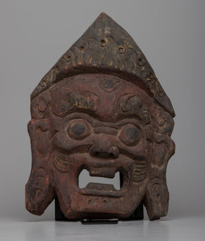 Vintage Wooden Mahakala Mask