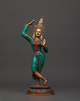 Maya Devi brass statue with turquoise