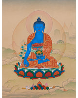 Blue Healing Buddha Thangka