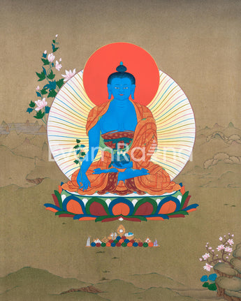 Karma Gadri Thangka Print of Medicine Buddha
