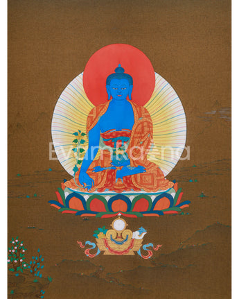 Blue Buddha Bhaishajyaguru Thangka