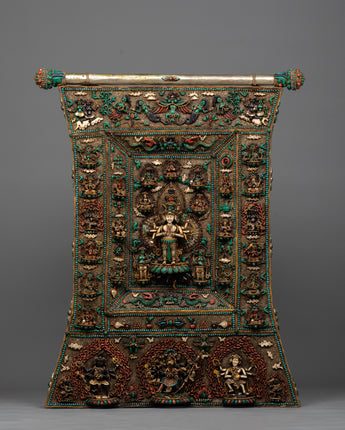 1000 Armed Chenresig Copper Boho Wall Hanging