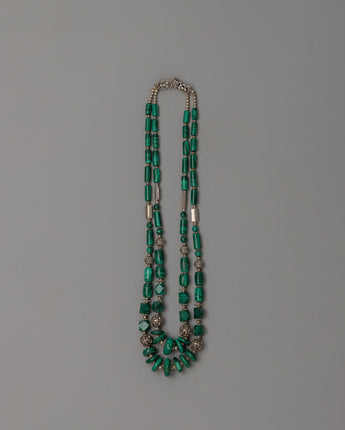 Gemstone and White Metal Combined Necklace