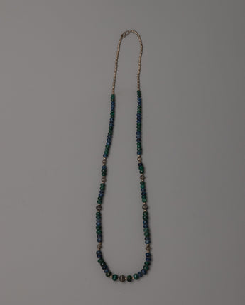 White Metal Necklace Featuring Precious Gemstones
